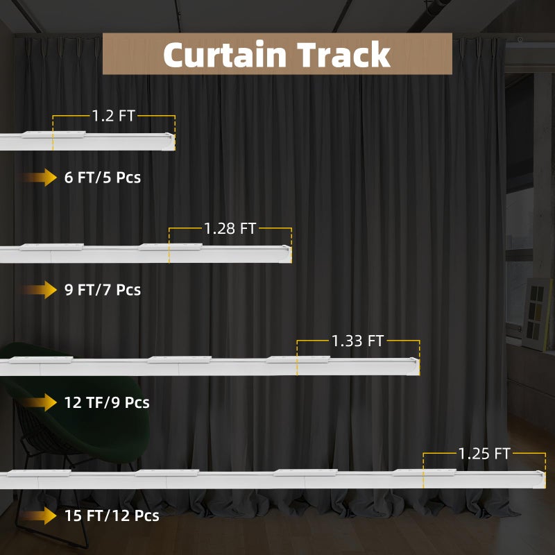 MLOQI Curtain Tracks Ceiling Wall Mounted with Soundproof Strips, Curtains Tracks Rails System, White Ceiling Track for Curtains 6-9 Feet - Image 4